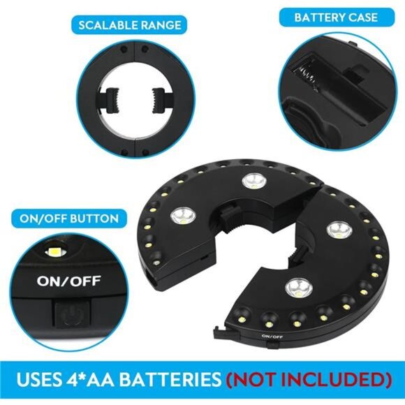 Patio Umbrella Light 3 Brightness Modes Cordless 28 LED Lights-4 x AA Battery - Picture 6 of 7